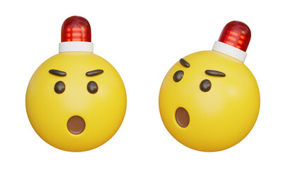 Emoji with siren on its head 3D graphic