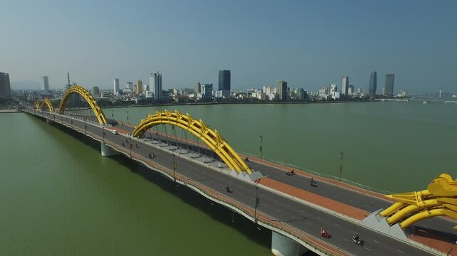 Aerial View of the Dragon Bridge in Da Nang, Vietnam