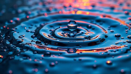 Water Drop Creates Ripples on Surface