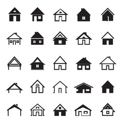 Black Outline Houses. Vector Icon isolated