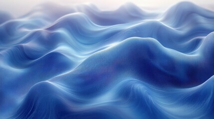 Obraz premium Abstract illustration of flowing blue curves on light blue background. Gentle waves create harmonious visual effect. Blending shades evoke serene atmosphere suggesting movement depth.