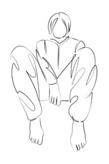 One continuous line drawing on white isolated background. Minimalism linear illustration. person, teenage, female, happy, young, girl, beautiful, model, portrait, woman