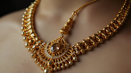 Pure 24 carat gold jewellery necklace,generative.ai
