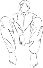 One continuous line drawing on white isolated background. Minimalism linear illustration. person, teenage, female, happy, young, girl, beautiful, model, portrait, woman