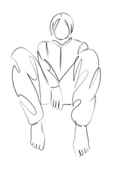 One continuous line drawing on white isolated background. Minimalism linear illustration. person, teenage, female, happy, young, girl, beautiful, model, portrait, woman