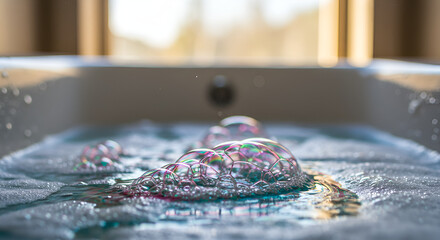 Bath Bubbles Serenity: Iridescent Soap Bubbles in a Relaxing Bath
