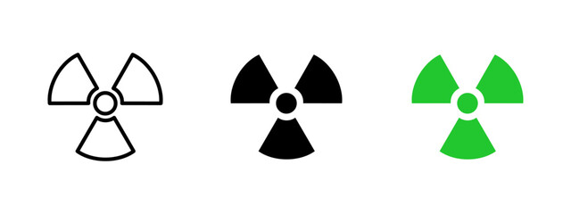 Radiation icon. Triangular segments surrounding a central circle vector illustration. Universal symbol for radioactive danger and nuclear energy warning sign. Hazard and contamination pictogram.