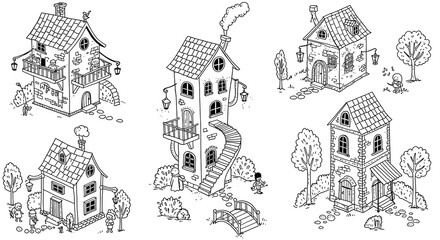 Fantasy houses illustration collection