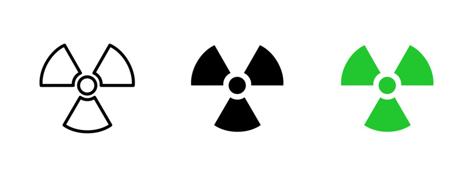 Radiation icon. Triangular segments surrounding a central circle vector illustration. Universal symbol for radioactive danger and nuclear energy warning sign. Hazard and contamination pictogram.
