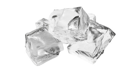 Single Ice Cube Isolated on White Background &ndash; Transparent Frozen Water Block Concept