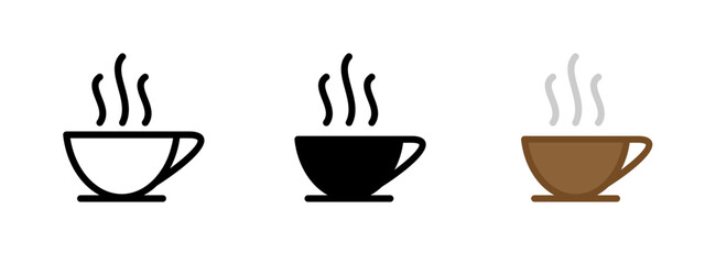 Coffee icon. Hot steaming cup of coffee vector illustration. Beverage symbol for cafe, barista or morning drink. Warm espresso or tea concept for breakfast and relaxation sign.