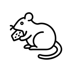 Mouse holding a piece of cheese in a simple and clean line art style