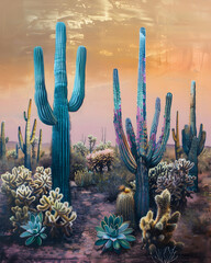 Cactus And Succulents in Surrealism Style