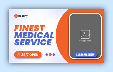 Medical health care YouTube thumbnail cover design or medical web banner design template