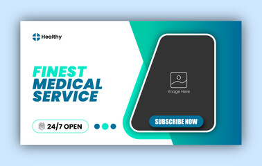 Medical health care YouTube thumbnail cover design or medical web banner design template