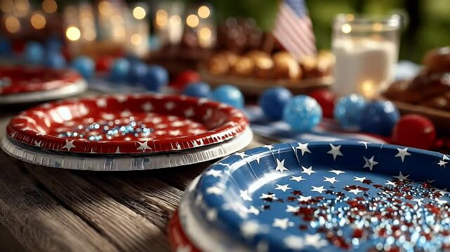 Patriotic tableware outdoor setting