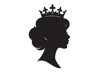 beauty queen head logo silhouette vector, beauty queen logo icon silhouette, queen logo with a crown on her head, beauty queen luxury queen vector logo silhouette design on white background