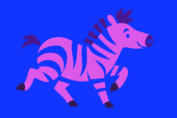 Pig illustration, colorful minimalist style, mid-century modern, childlike shapes, whimsical character design, no outlines, solid colors, stylized proportions