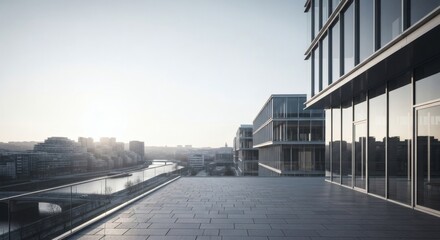 Modern Cityscape Rooftop Terrace