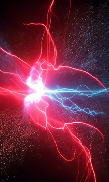 Abstract Red and Blue Energy Light Beams with Black Background Digital Illustration for Adobe Stock Photos