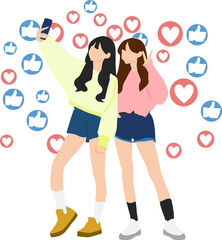 インフルエンサーのグラフィック素材イラスト	