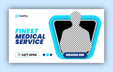 Medical health care YouTube thumbnail cover design or medical web banner design template
