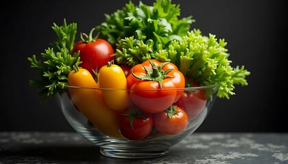 Fresh Tomatoes and Lettuce in Bowl