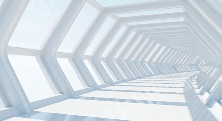 Obraz premium Abstract White Futuristic Corridor