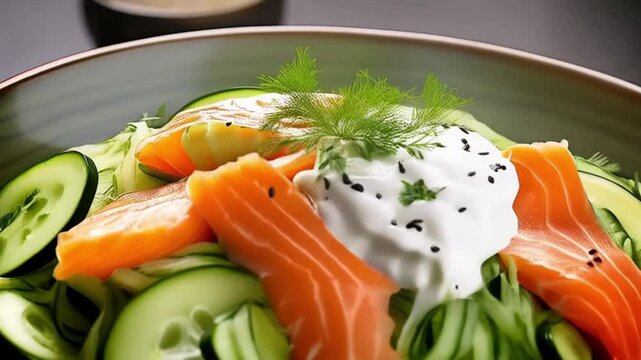 Gurken-Zoodles-Bowl mit Lachs & Kr&auml;uterquark