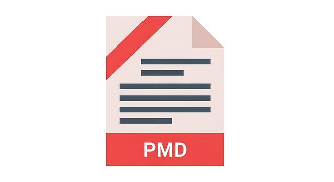 Pmd file icon document data red ribbon flat design