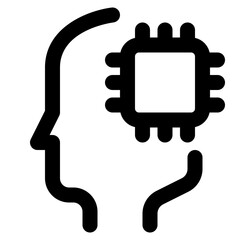 Head chip icon with line and simple style