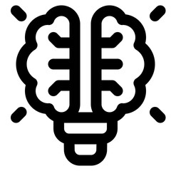 Knowledge brain icon with line and simple style