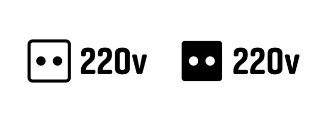 Socket icon. Electrical outlet with two circular holes and 