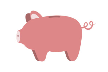 Pink piggy bank side view