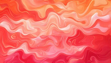 Peach and red gradient background with wavy elements.