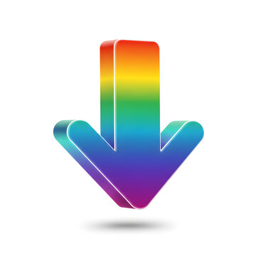 Vibrant Rainbow Arrow: 3D Download Button Design Element