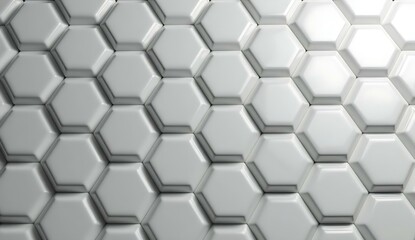 3d render white pentagon tile wall, abstract background