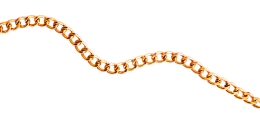 spiral gold chain separated on a white background