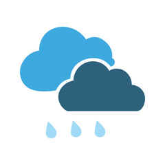 Rain clouds with falling raindrops icon