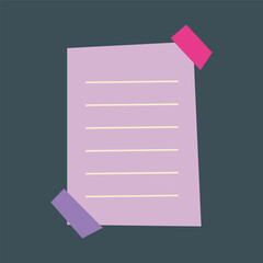 purple paper with tapes in isolated background
