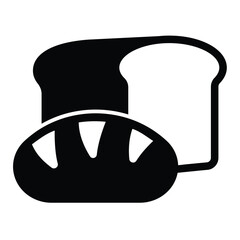 Toast bread and bun solid icon, charity concept. Vector graphics. Dark and white loaf bread, bakery sign on white background, style mobile or design.