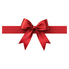 Fototapeta premium Elegant Red Bow and Ribbon Isolated on White Background for Gifts and Decor, isolated on transparent background.