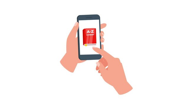 Hands Holding Smartphone with Dictionary App and Green Screen