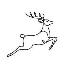 Fototapeta premium Continuous line drawing of a leaping deer in minimalist style 