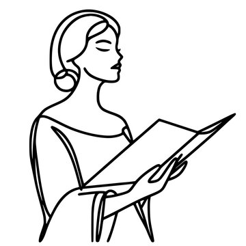 woman singing, minimalist line art clip art preview
