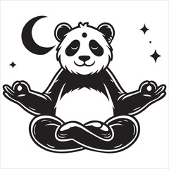 Fototapeta premium cute panda doing meditation yoga cartoon vector illustration