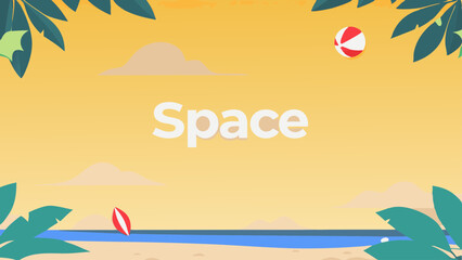 Obraz premium Tropical Paradise Getaway Beach Ball Palm Trees Ocean View Summer Vacation Coastal Holiday Escape with Space