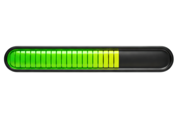 Progress indicator bar showing battery isolated on a transparent background