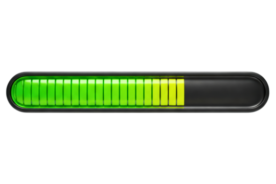 Progress indicator bar showing battery isolated on a transparent background