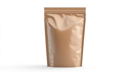 Plain Brown Stand-Up Pouch with Zipper for Food Storage and Packaging